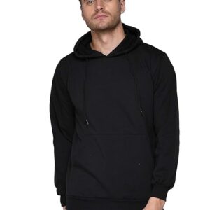 Men Plain Solid Black Hoodie