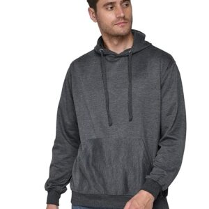 Men Plain Solid Charcoal Grey Hoodie