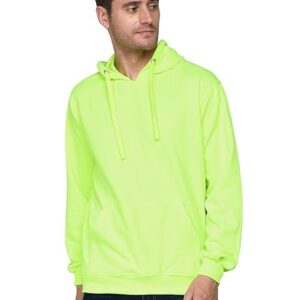 Men Plain Solid Neon Green Hoodie