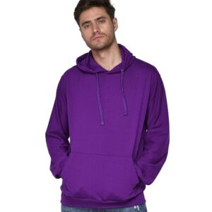 Men Plain Solid Purple Hoodie