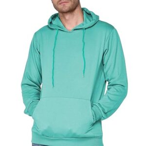 Men Plain Solid Torquoise Green Hoodie