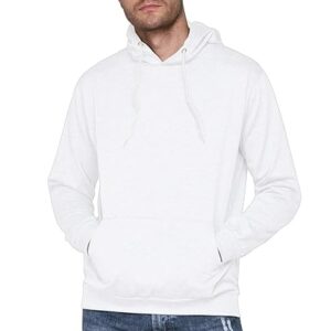 Men Plain Solid White Hoodie