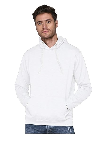 Men Plain Solid White Hoodie