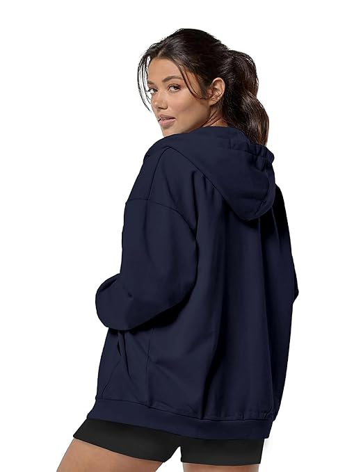 Wome Cotton Zipper Navy Blue Jacket - Image 3