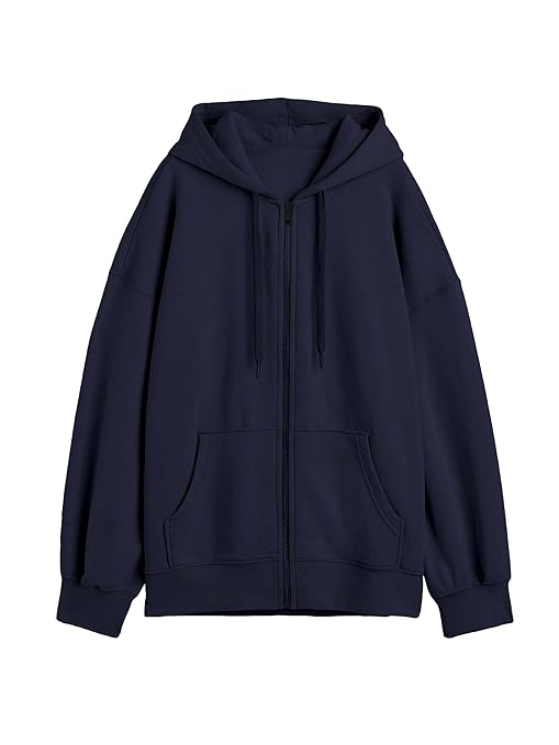 Wome Cotton Zipper Navy Blue Jacket - Image 2