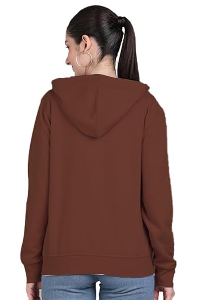 Women Plain Zipper Brown Jacket - Image 2