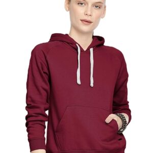 Women Winter Neck Maroon Hooded