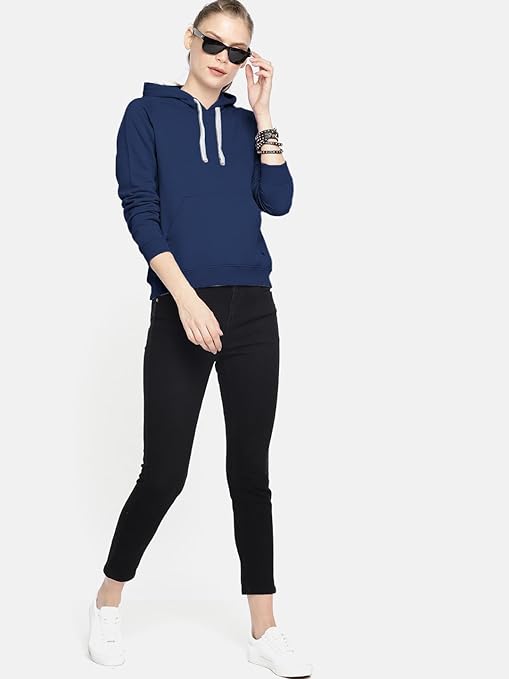 Women Winter Neck Navy Blue Hooded - Image 3
