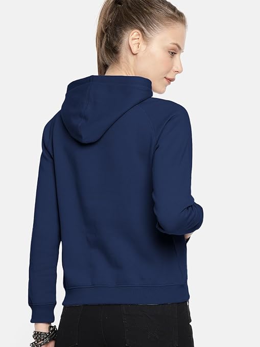 Women Winter Neck Navy Blue Hooded - Image 2