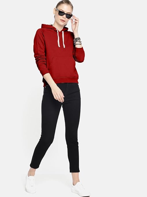 Women Winter Neck Red Hooded - Image 3