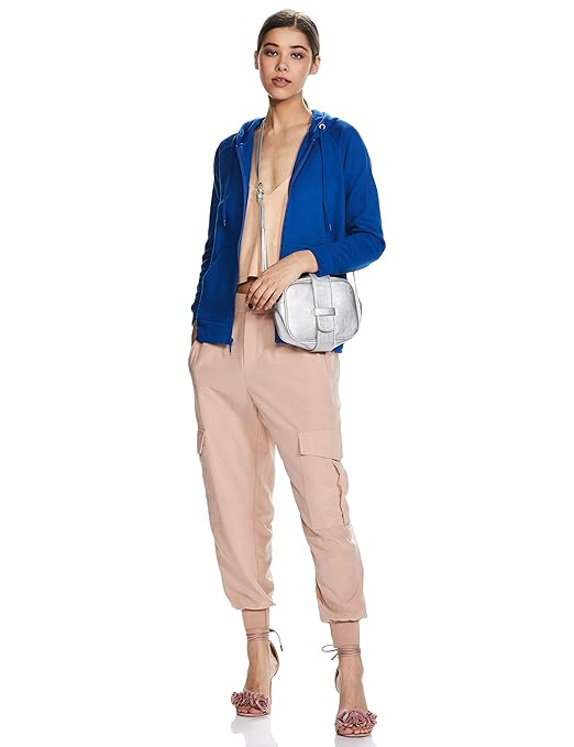 Women Plain Cotton Blue Hooded - Image 3