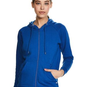 Women Plain Cotton Blue Hooded