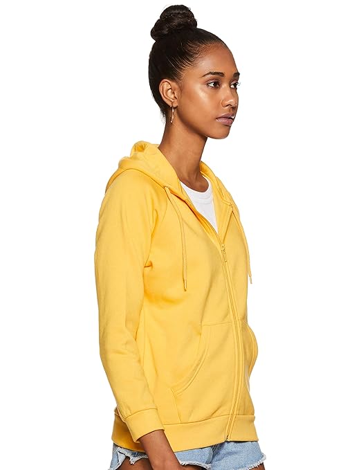 Women Plain Cotton Yellow Hooded - Image 3