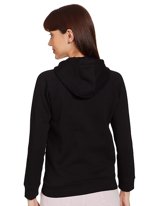 Women Plain Cotton Black Hooded - Image 2