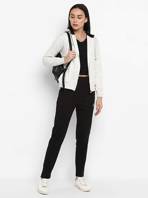Women Cotton White Melange Hooded - Image 3