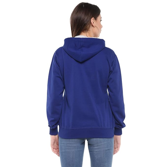Women Cotton Royal Blue Hooded - Image 2