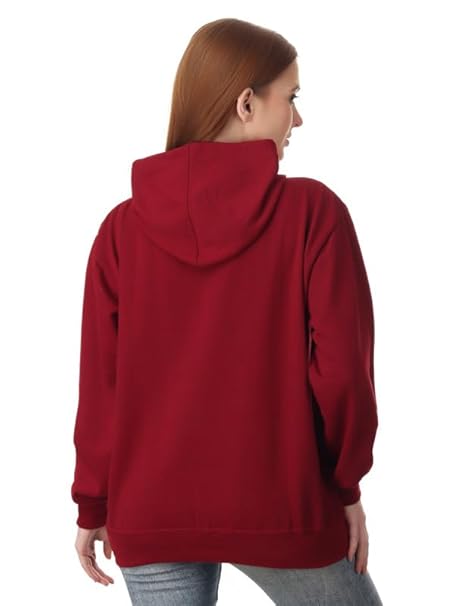Women Cotton Plain Maroon Hooded - Image 2