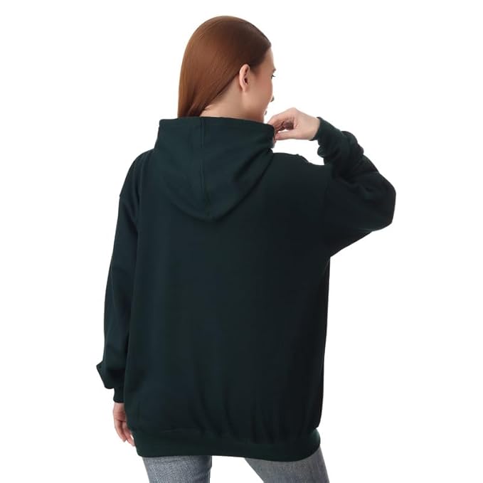 Women Cotton Plain Olive Hooded - Image 2