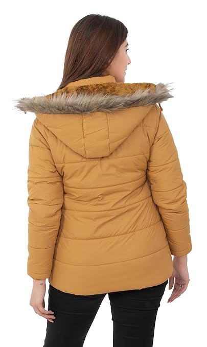Women Hooded Collar Brown Jacket - Image 2