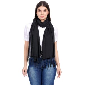 Women Cotton Black Scarf