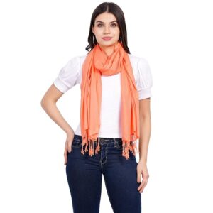 Women Cotton Orange Scarf