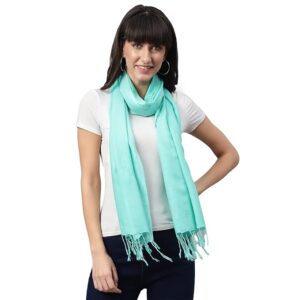 Women Rayon Aqua Scarf Stole