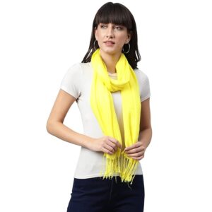 Women Rayon Lemon Yellow Scarf Stole