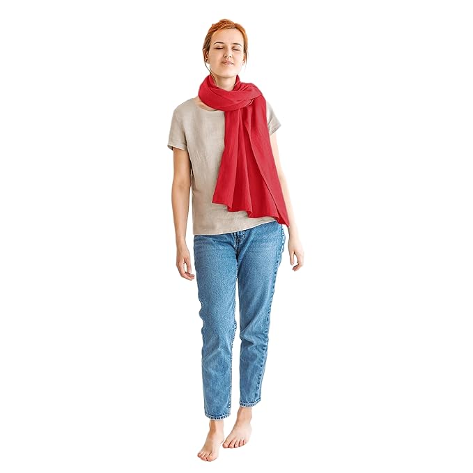 Women's Muffler full Cotton Red Scarf