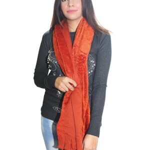 Women Velvet Rust Orange Scarf