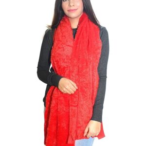 Women Velvet Red Scarf