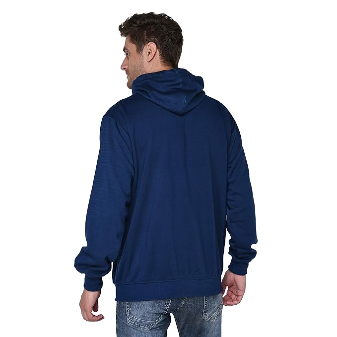 Men Plain Solid Blue Hoodie - Image 2