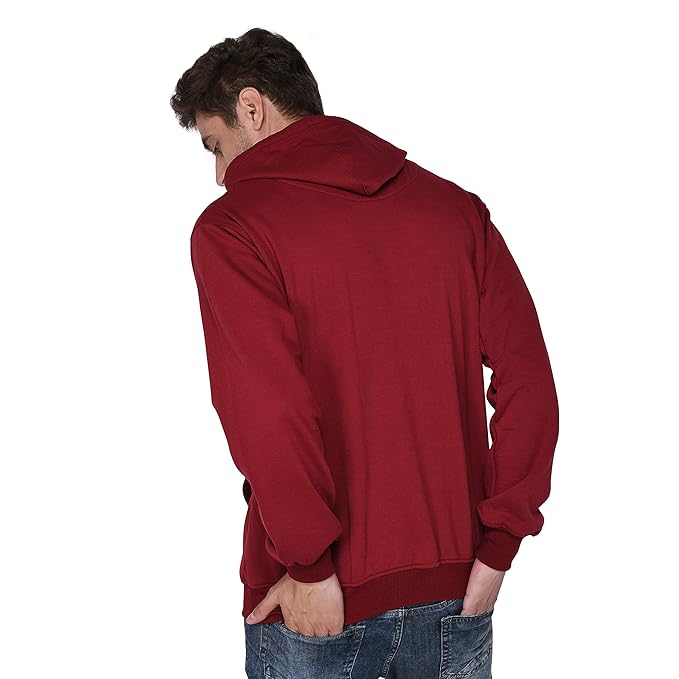 Men Plain Solid Maroon Hoodie - Image 2