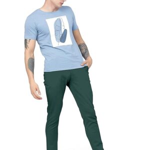 Men Plain Regular Fit Forest Green Pant