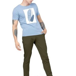 Men Plain Regular Fit Mehandi Pant