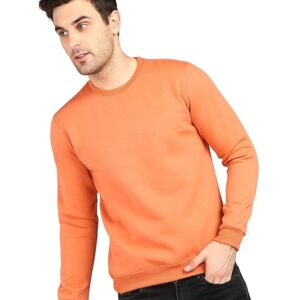 Men Round Neck Orange Sweatshirt