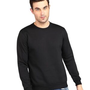 Men Round Neck Jet Black Sweatshirt
