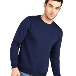 Men Round Neck Navy Blue Sweatshirt