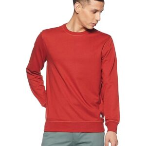 Men Plain Dark Orange Sweatshirt