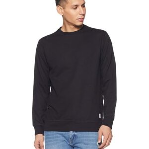 Men Plain Jet Black Sweatshirt