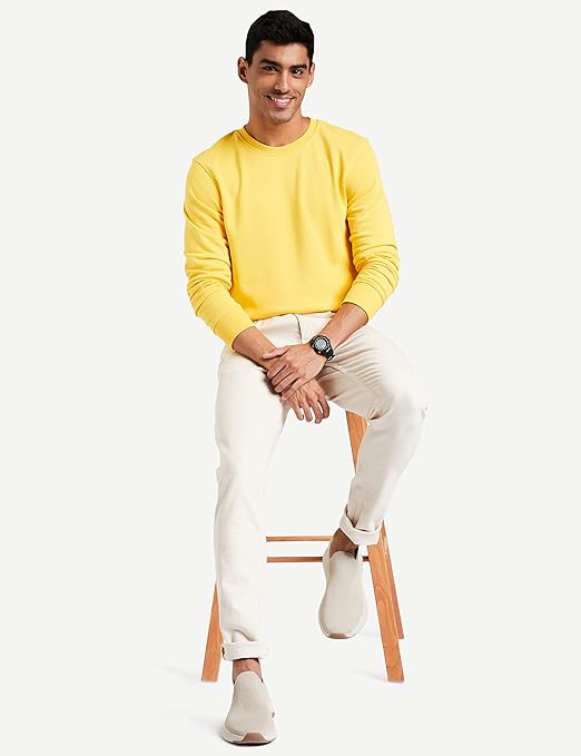 Men Plain Dawn Yellow Sweatshirt - Image 3