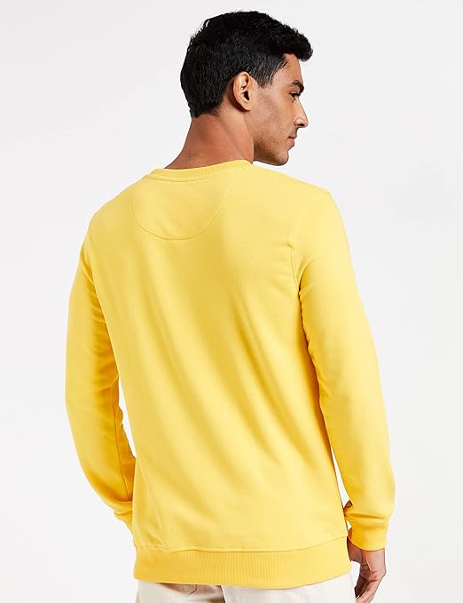 Men Plain Dawn Yellow Sweatshirt - Image 4