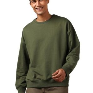 Men's Fleece Oversized Olive Green Sweatshirt