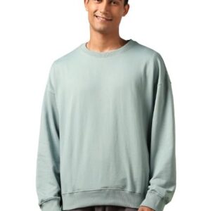 Men's Fleece Oversized Aqua Grey Sweatshirt