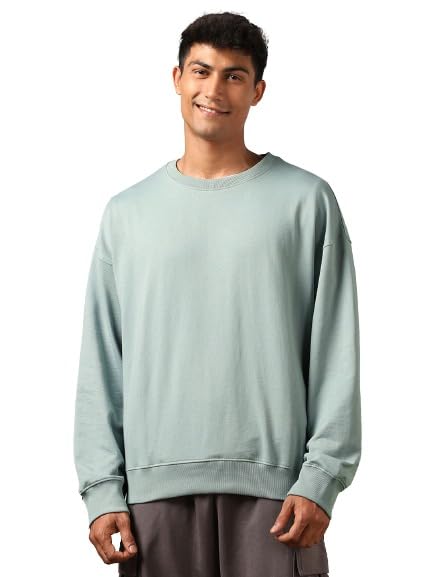 Men's Fleece Oversized Aqua Grey Sweatshirt