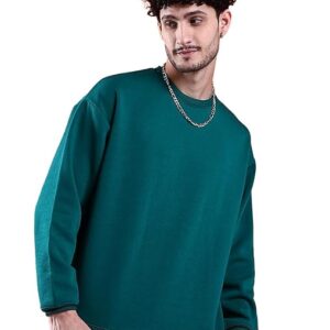 Men Round Neck Dark Green Sweatshirt