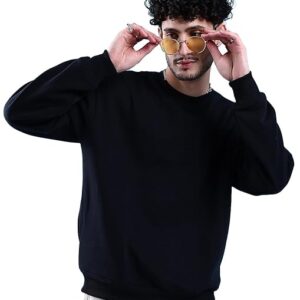 Men Round Neck Black Sweatshirt