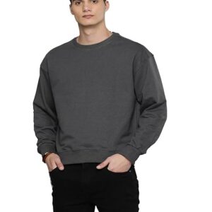 Men Regular Fit Steel Grey Sweatshirt