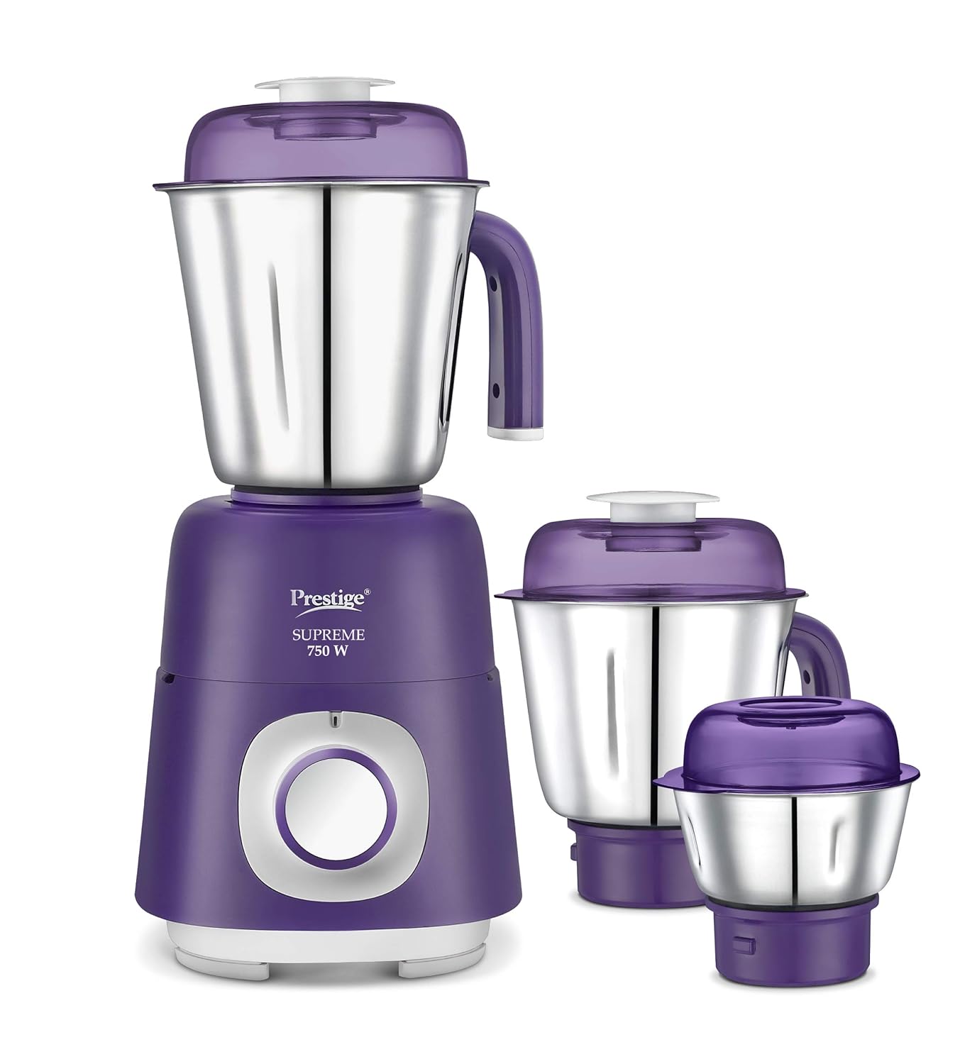 Prestige SUPREME 750 W Mixer Grinder, 3 Jars (1500 ml, 1200 ml, 450 ml) 750 Juicer Mixer Grinder (3 Jars, Violet)