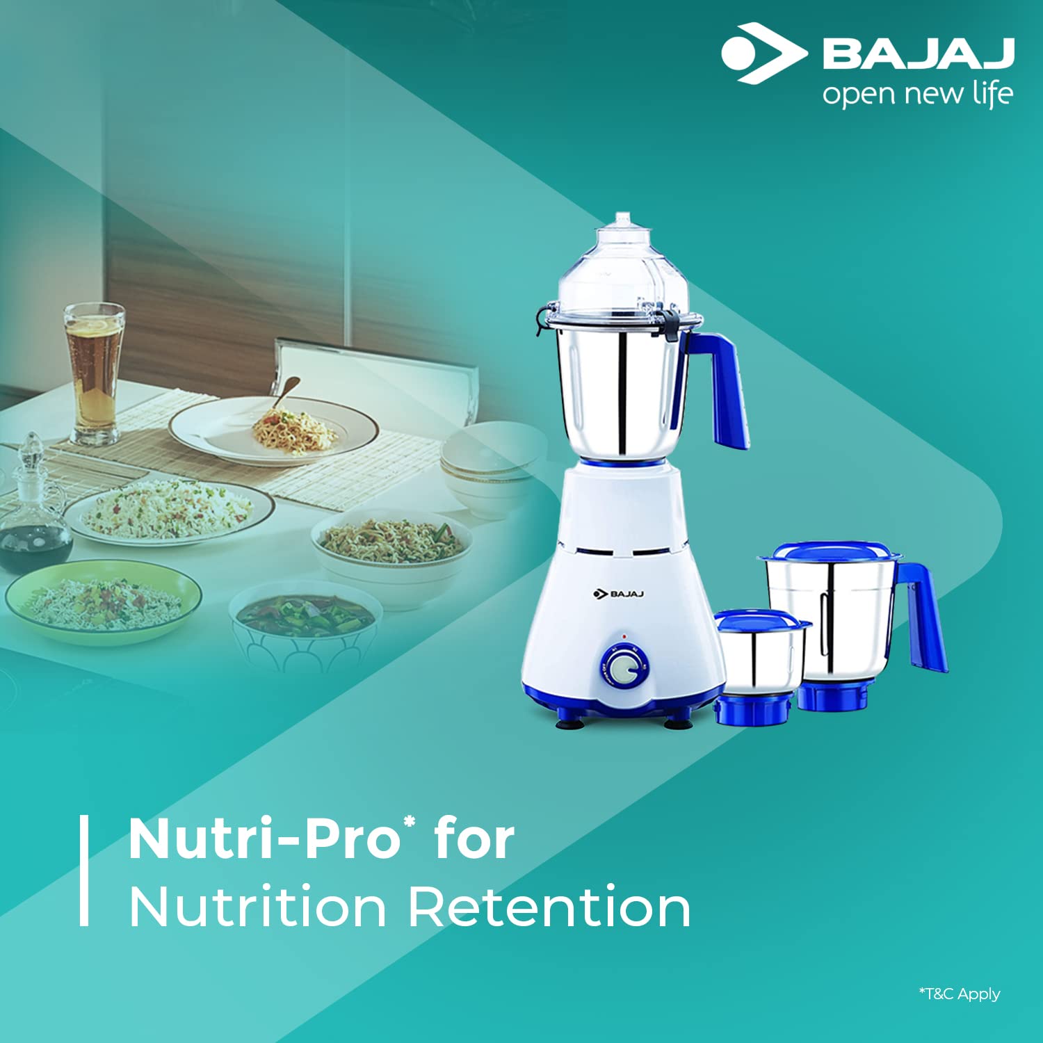 Bajaj Typhoon Mixer Grinder 750 Mixer Grinder (3 Jars, White) - Image 2