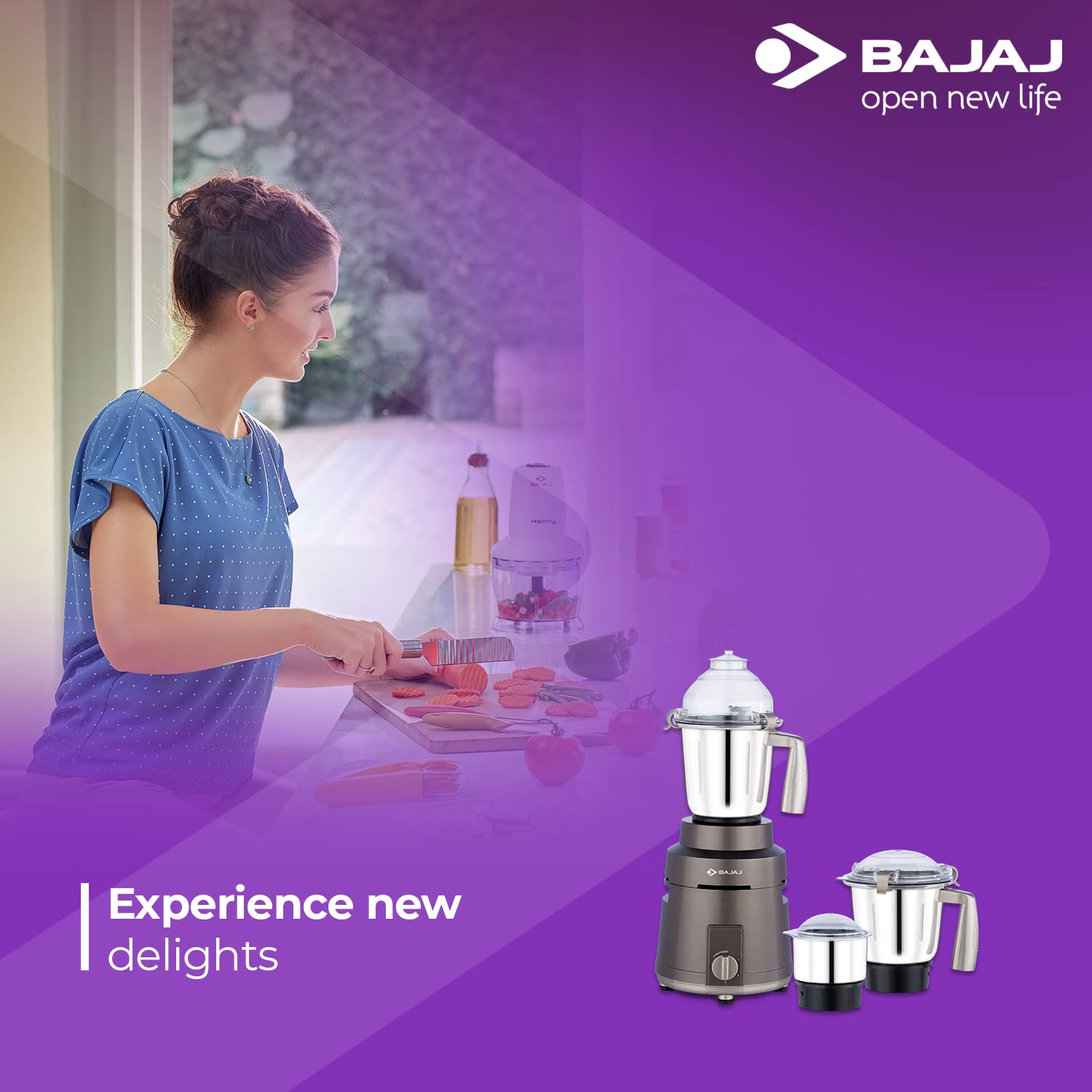 Bajaj 410540 Herculo 1000 Juicer Mixer Grinder (3 Jars, Coffee Brown & Gold) - Image 3
